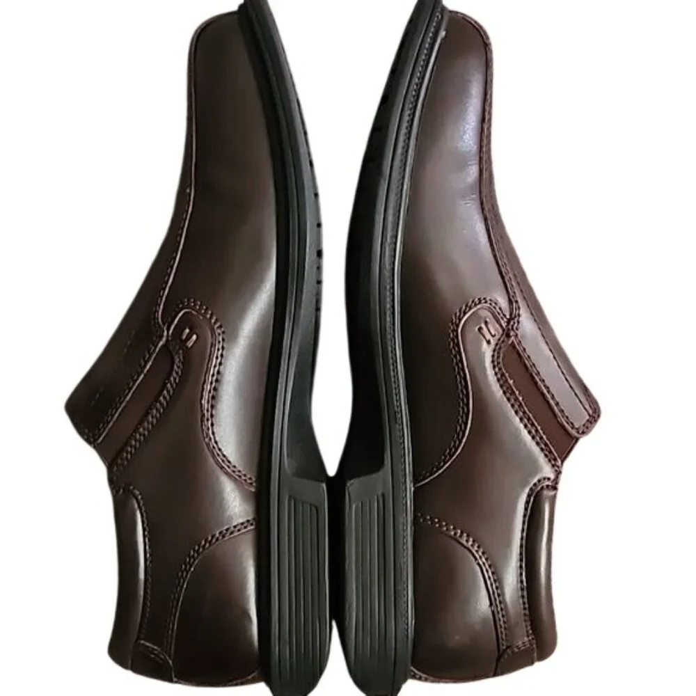 Nunn Bush Bleeker Street Bike Toe Slip On Dress Shoes 9.5 Men's New Brown Office